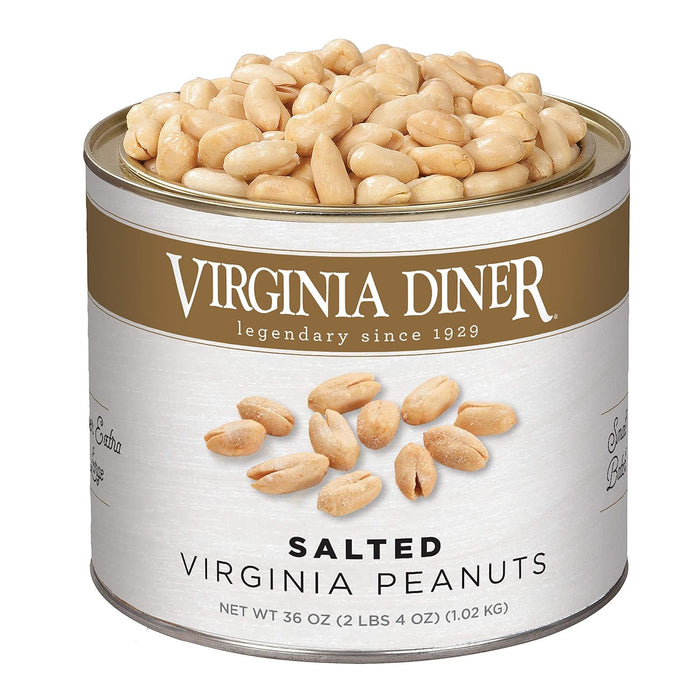 Virginia Diner Unsalted Virginia Peanuts - XL Gourmet Natural Peanuts Non-GMO, Preservative Free Gifts from Virginia Since 1929-18 Oz Can