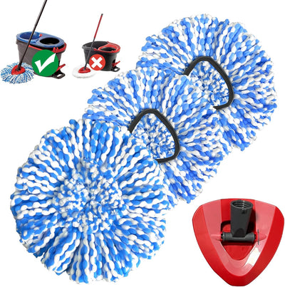 Spin Mop Replacement Head for O-Ceda RinseClean 2 Tank System, Microfiber Mop Refills, Easy to Replace, Include 3 Cedar Mop Replace Heads, 1 Extra Mop Replacement Base