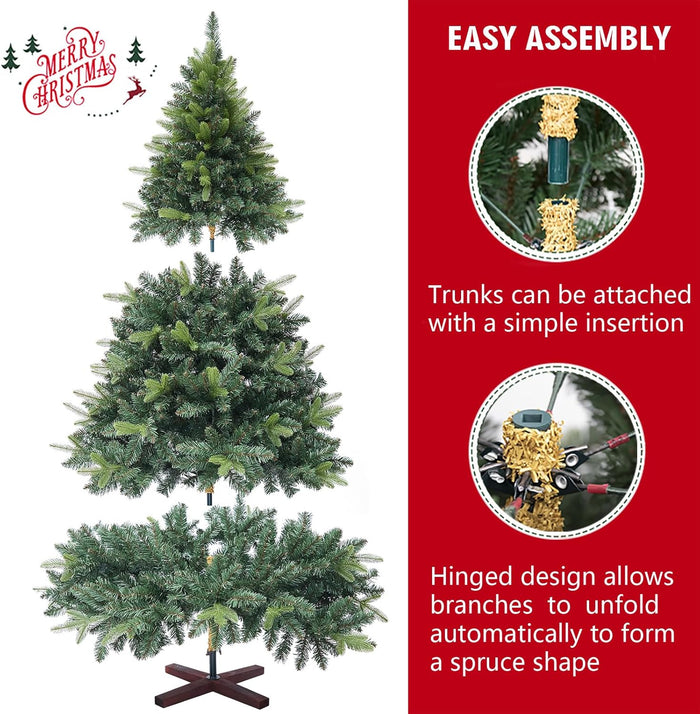 6ft Artificial Christmas Tree, 1152 Realistic Branch Tips, Easy Assembly Hinged Design, Includes Base