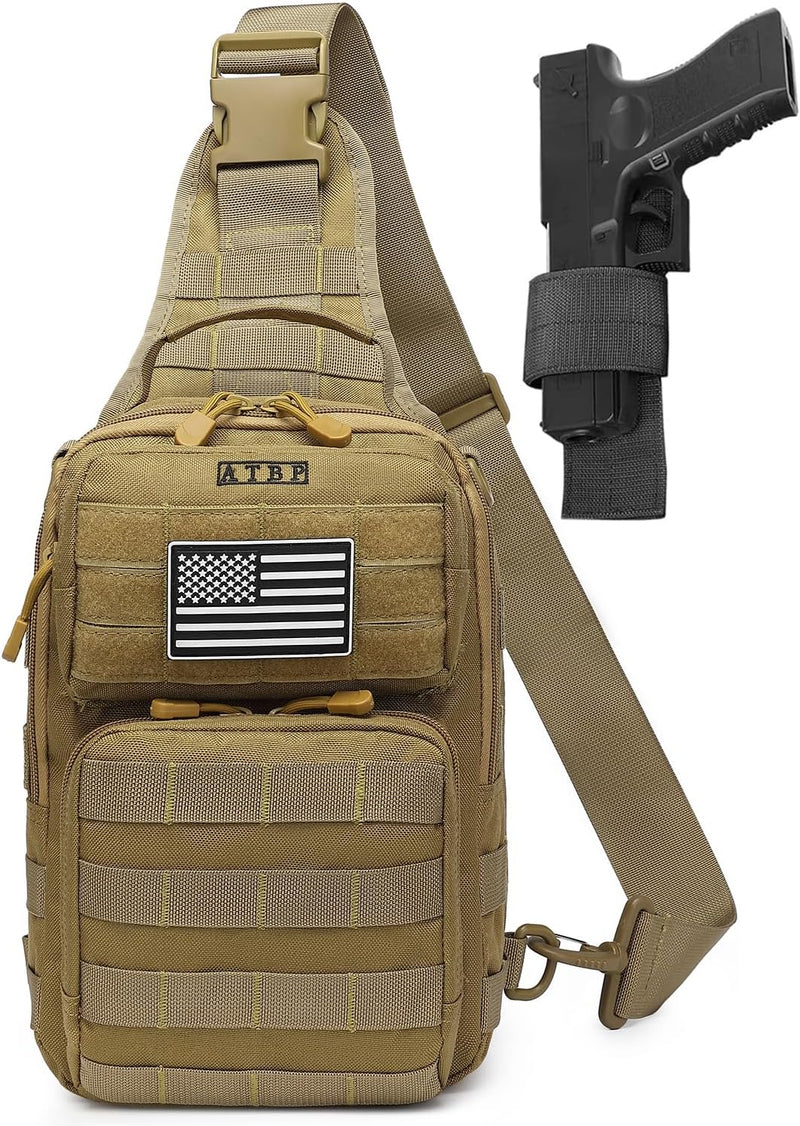 ATBP Tactical Sling Backpack With Holster Military Crossbody Bag for Men Single Shoulder Back Pack 10L