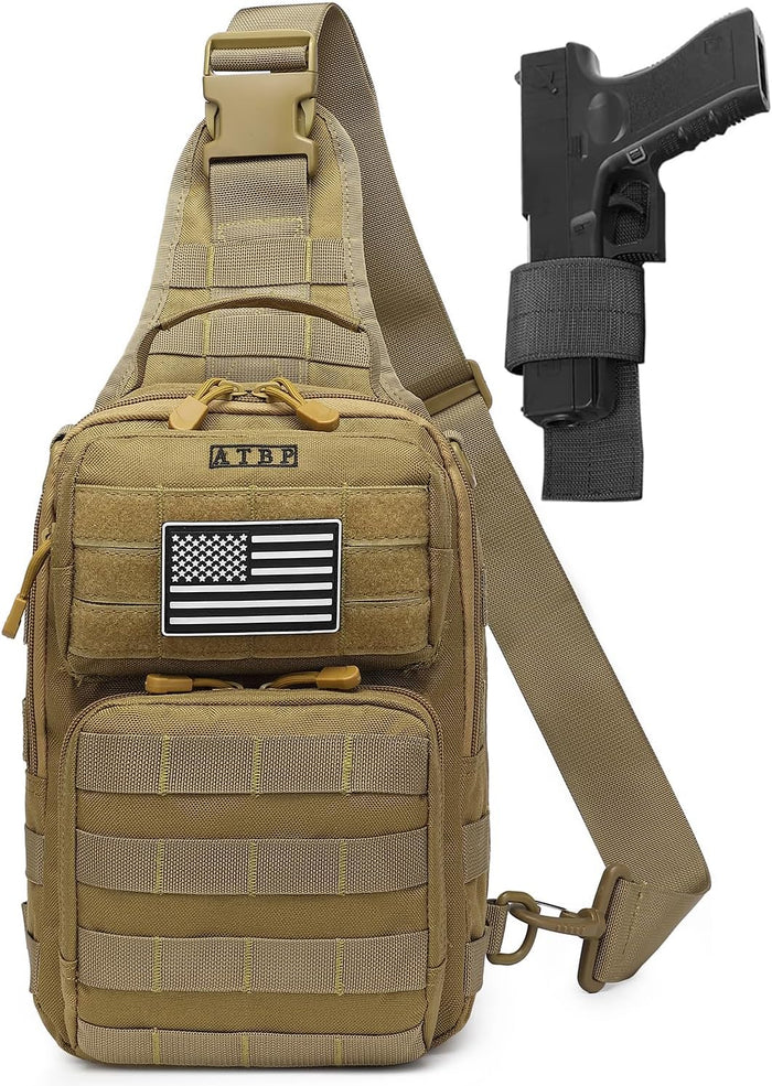 ATBP Tactical Sling Backpack With Holster Military Crossbody Bag for Men Single Shoulder Back Pack 10L