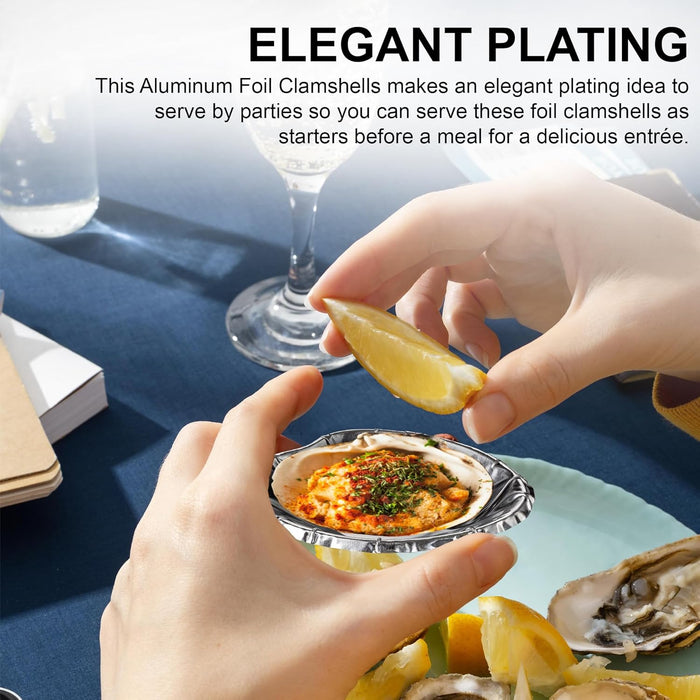 MT Products Aluminum Foil Clam Shells - Disposable Pie Tins for Serving - Pack of 50
