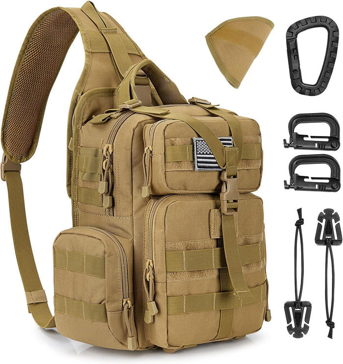 G4Free Large Tactical EDC Sling Bag Backpack, Military Molle Bag Single Strap Shoulder Backpack for Men