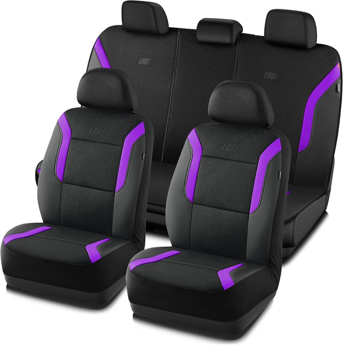 Skechers Men's Memory Foam Seat Covers, Air Cool Mesh Thick Car Seat Covers, Car Seat Covers Front Seats Airbag Compatible, Universal Automotive Comfort for Most Cars, Vans, Trucks, SUV,Black