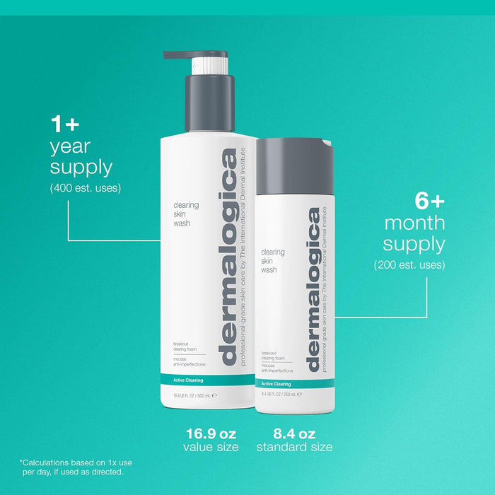 Dermalogica Clearing Skin Wash - Anti-Aging Acne Face Wash - Natural Breakout Clearing Foam with Salicylic Acid and Tea Tree Oil