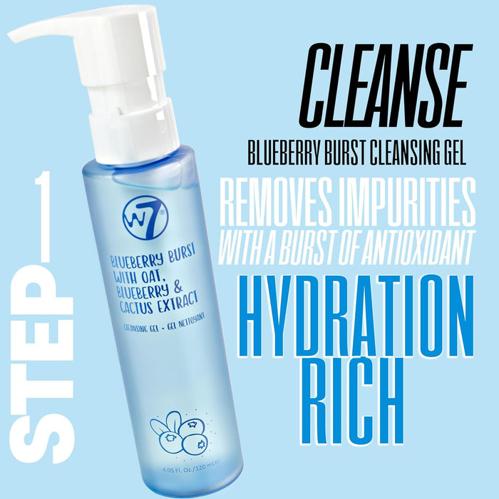 W7 Self Care Skincare Set | Face Cleanser, Toner, Serum, Moisturizer & Lip Mask | Complete Daily Face Routine | Full Size, Long Lasting Products to Use at Home