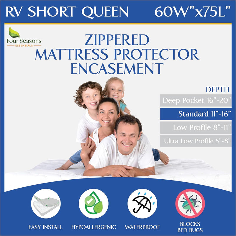 Twin Extra Long (XL) Mattress Protector Zippered Bed Bug Waterproof Encasement Hypoallergenic Premium Quality Cover Protects Against Dust Allergies White