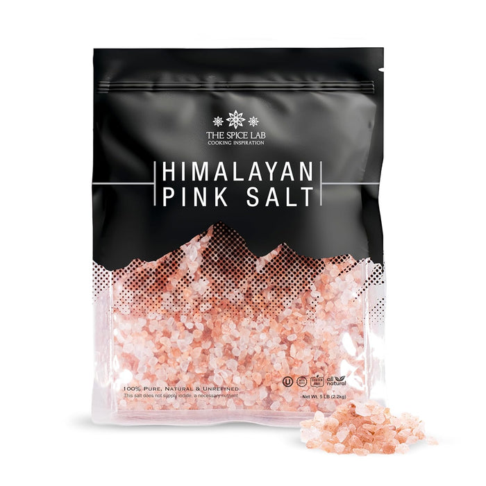 The Spice Lab Himalayan Salt - Coarse 2.2 Lb / 1 Kilo - Pink Himalayan Salt is Nutrient and Mineral Dense for Health - Gourmet Pure Crystal - Kosher & Natural Certified