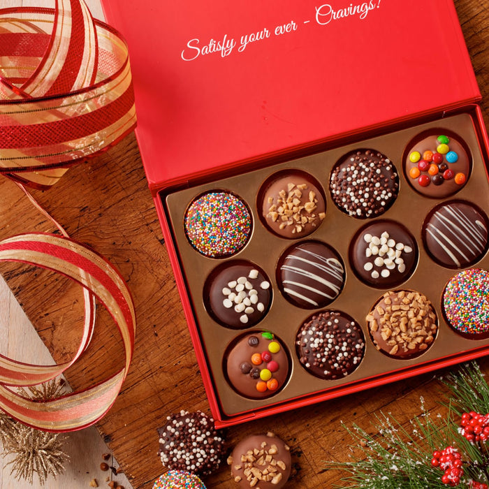 CRAVINGS BY ZOE Gourmet Chocolate Covered Cookies Gift Basket | 6 Count | Kosher Milk & Dark Belgian Chocolate Gourmet Food Gift Box | Birthday, Thank You, Candy Gifting Men Women Him Her Mom