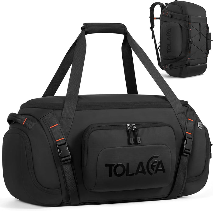 Tolaccea Gym Bag for Men & Women, 40L Duffle Bag Backpack for Travel Sports with Shoe Compartment, Wet Pocket & Extra Laptop Bag for 15.6'', 3-in-1 Sport Workout Duffel Carry On for Airplane (Navy)