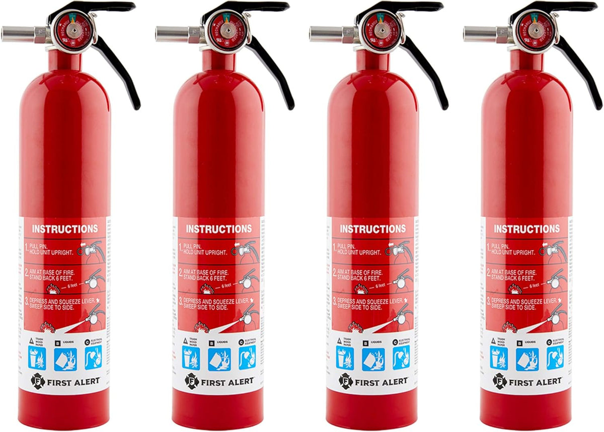 First Alert Fire Extinguisher for Home, Standard Rechargeable Compliance Unit, UL RATED 1-A:10-B:C, HOME1, Red, 1-Pack