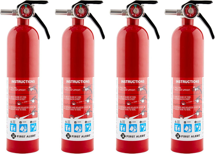 First Alert Fire Extinguisher for Home, Standard Rechargeable Compliance Unit, UL RATED 1-A:10-B:C, HOME1, Red, 1-Pack