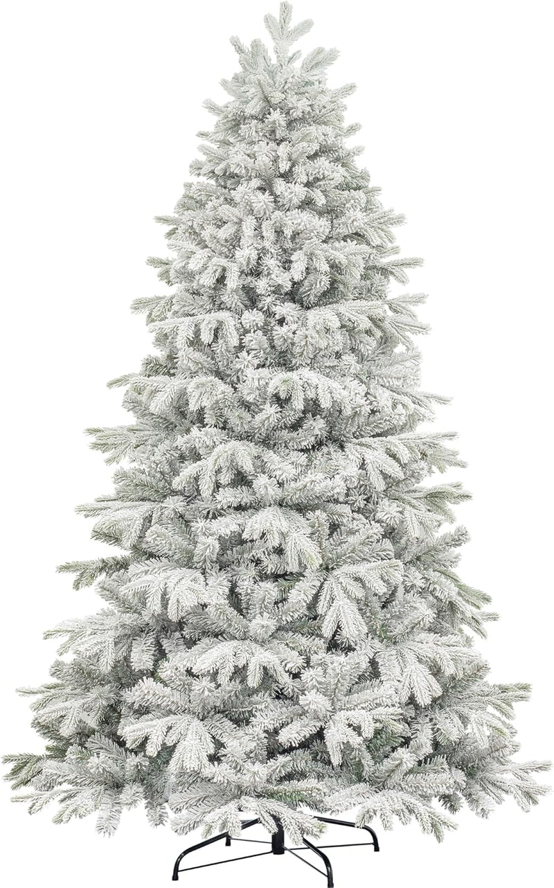 KI Store Flocked Red Christmas Tree 6ft Artificial Xmas Tree with Flocking Red Snow Unlit for Voluntines Day Xmas Decor