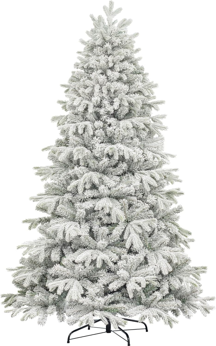 KI Store Flocked Red Christmas Tree 6ft Artificial Xmas Tree with Flocking Red Snow Unlit for Voluntines Day Xmas Decor