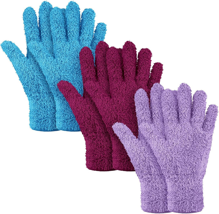 Patelai 3 Pairs Microfiber Plant Dusting Gloves Leaf Cleaning Gloves for Indoor Plants, Blinds, Furniture, House(Small,Black)
