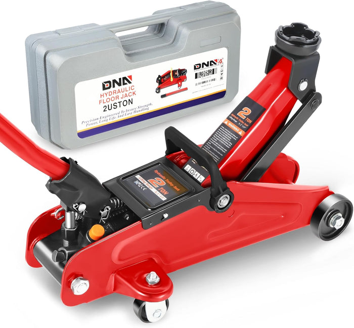 DNA Motoring TOOLS-00234 Low Profile Hydraulic Trolley Service/Floor Jack, 2 Ton (4000 lbs) Capacity, Lifting Range 5.1"-13", Black