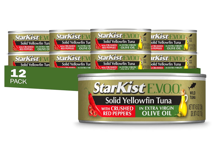 StarKist E.V.O.O. Solid Yellowfin Tuna with Roasted Garlic and Extra Virgin Olive Oil, 4.5 Ounce (Pack of 12)