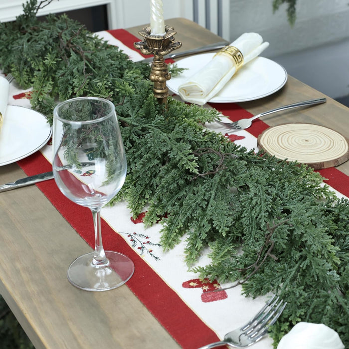 6ft Christmas Garland Realistic Soft and Thickness Green Faux Cedar Pine Garland Artificial Cedar Cypress Garland for Home Fireplace Wall Indoor Outdoor Holiday Party Home Decoration