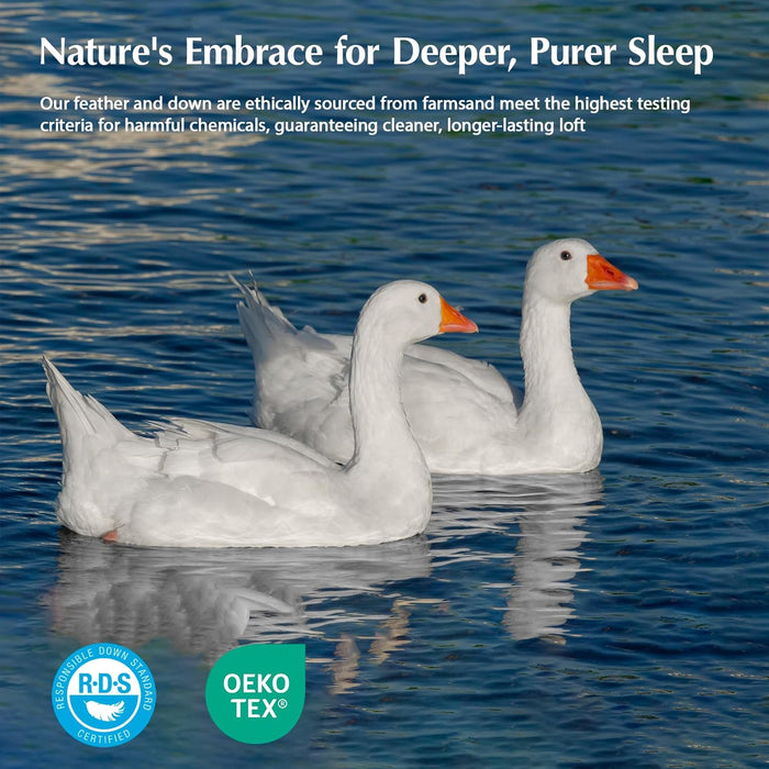 Pacific Coast Goose Feather Down Comforters King Size, 100% Cotton Extra Fluffy White Duvet Insert, Soft, Breathable, All Season Hotel Luxury Bedding Comforters, 8 Corner & Center Loops (106"x90")