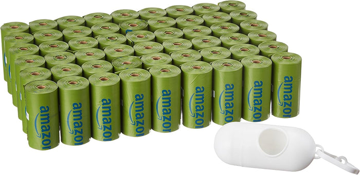 Amazon Basics Dog Poop Bags with Dispenser, 270 Count, Enhanced for Guaranteed Leakproof, Lavender Scented, Includes Leash Clip