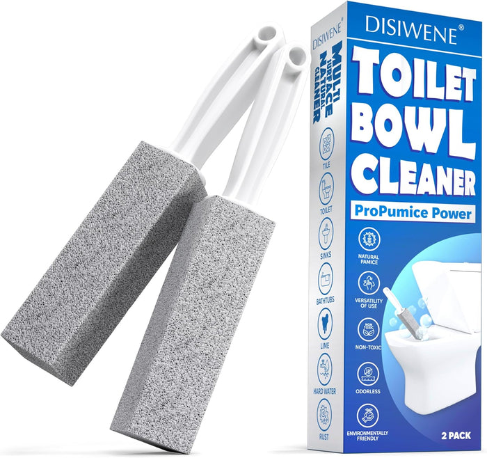 DISIWENE Pumice Cleaning Stone with Handle Toilet Bowl Cleaner Hard Water Ring Remover for Bath/Pool/Kitchen/Household Cleaning (5, 5 Pack with Twist-Off Handle)