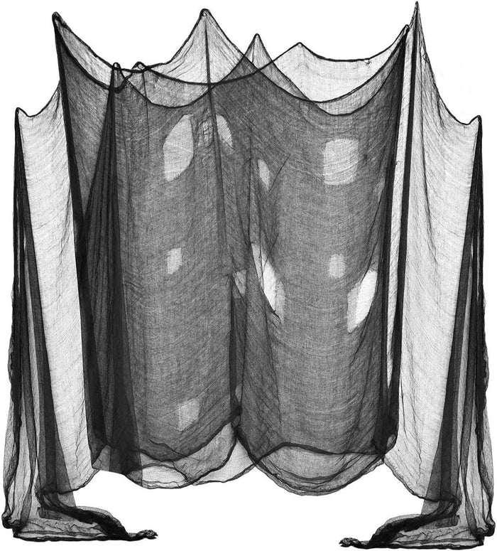 [2 PACKS] Halloween Creepy Cloth, Spooky Giant (48 x 240 in.) Cheese Cloth Tapestry for Halloween Party Supplies Decorations Outdoor Yard Home Wall Decor, Black