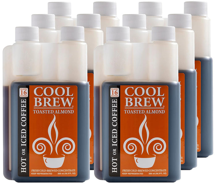 CoolBrew Hazelnut 6 Pack - 16 DRINKS PER BOTTLE - Fresh Cold Brew Liquid Concentrate - For Iced or Hot Coffee, Unsweetened, No Preservatives