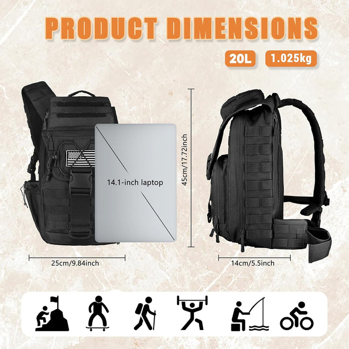 Tactical Sling Bag for Men,Large Tactical Shoulder Bag with Bottle Holder, Cross Body Bag Chest EDC Bag For Camping Hiking Trekking Daypack