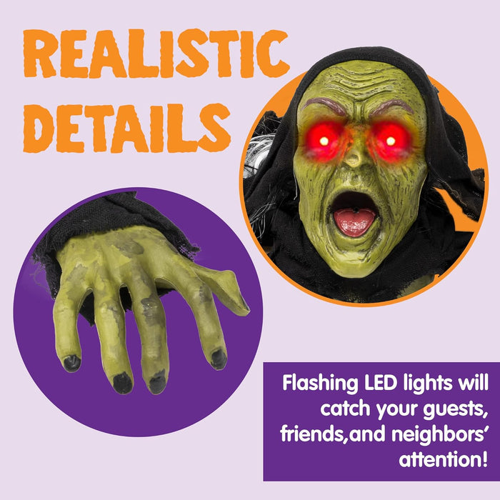 JOYIN Halloween Decoration Outdoor Zombie Groundbreaker, Halloween Outside Zombie Decor with Sound and Flashing Eyes, Scary Groundbreaker for Yard Lawn Graveyard Decorations, Haunted House Prop