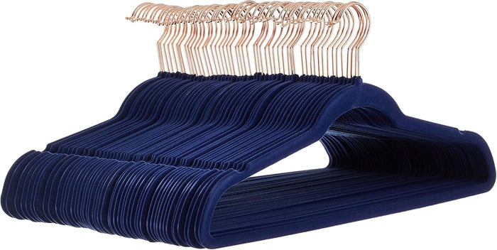 Amazon Basics Slim, Velvet, Non-Slip Suit Clothes Hangers, Pack of 50, Black