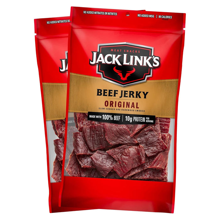 Jack Link's Beef Jerky, Teriyaki, Large Jerky Bags - Flavorful Meat and Protein Snacks with 11g of Protein per Serving, Great Stocking Stuffers, Gifts for Men, Made with 100% Beef - 9 Oz. (Pack of 2)