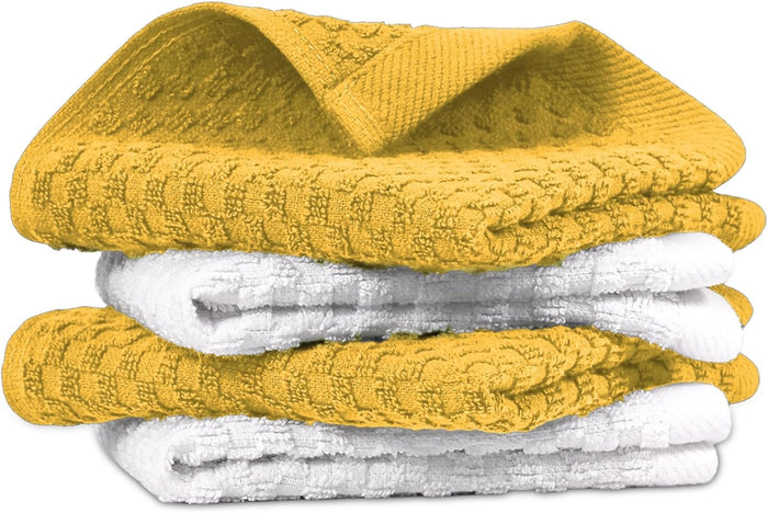 Infinitee Xclusives Premium Dish Cloth 100% Cotton 12 x 12 Inches |Pack of 4| - Ultra Soft Tea Towels - Highly Absorbent Kitchen Rags - Terry Dishcloth for Kitchen and Household Cleaning |Mighty Blue|