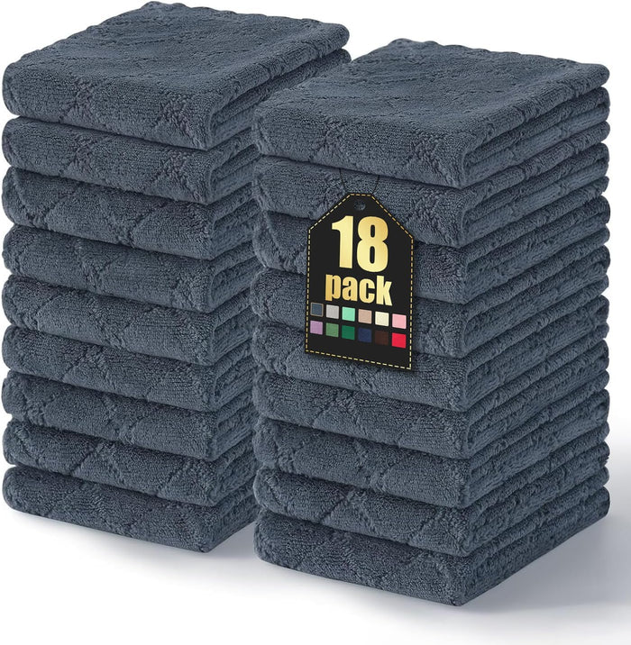 Homaxy 24 Pack Kitchen Dish Cloths (10 x 10 Inches, Grey), Super Soft and Absorbent Coral Velvet Dish Towels, Nonstick Oil Fast Drying Microfiber Cleaning Cloth, No Lint Household Dishcloths