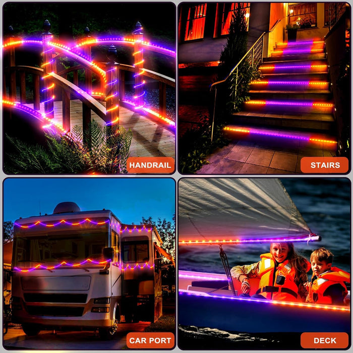 Halloween Rope Lights Outdoor, 33Ft 400 LED Orange and Purple String Lights, Waterproof Tube Lights Plug in 8 Modes Halloween Tree Garden Fence Yard Party Outdoor Decorations