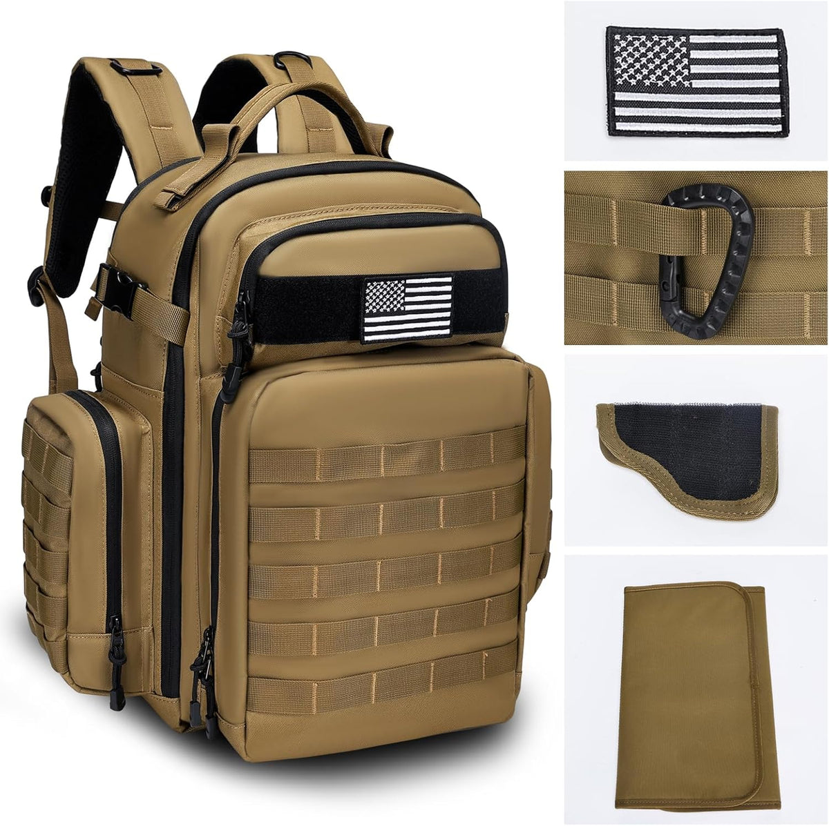 Military Tactical Backpack,Large Army Bag for Men and Women Molle Bag,Heavy Duty Rucksack Range (Green Brown)