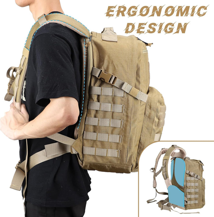 MGFLASHFORCE Molle Military Tactical Backpack for Men, 30L Daypack Army Rucksack Pack, Bug Out Bag, 15.6" Laptop Compartment (Coyote Brown)