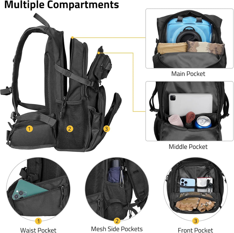 CVLIFE Tactical Hydration Pack 3L - Lightweight Water Bag With Bladder for Men Women, Heavy Duty Molle Backpack for Hiking, Cycling, Running, Hunting