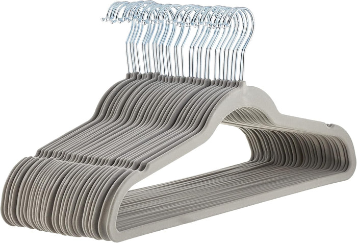 Amazon Basics Slim, Velvet, Non-Slip Suit Clothes Hangers, Pack of 50, Black