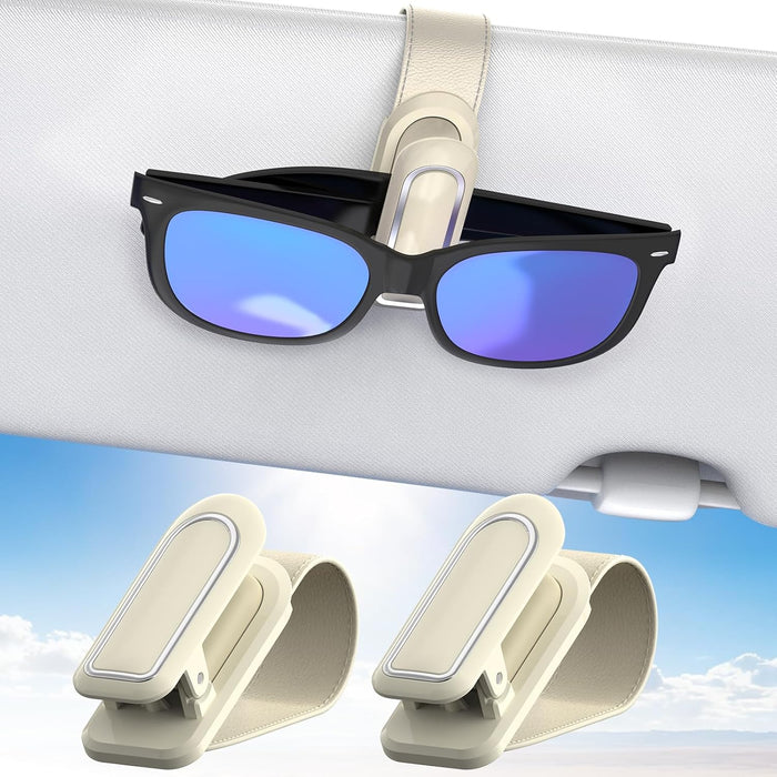 Veharvim Sunglass Holder for Car (One-Handed-Operation, Gentle & Secure Hold, Silicone Padded, Universal Fit, Metal Clip) Visor Sunglass Holder Clip,Visor Sunglass Holder Car (Black, 2 Pack)