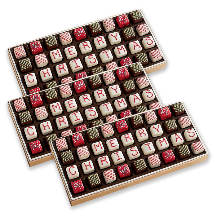 The Swiss Colony Merry Christmas Petits Fours Cakes, Gourmet Mini Layer Cakes in Red Velvet, Strawberry, Chocolate, and Vanilla, Holiday Dessert Cake Assortment