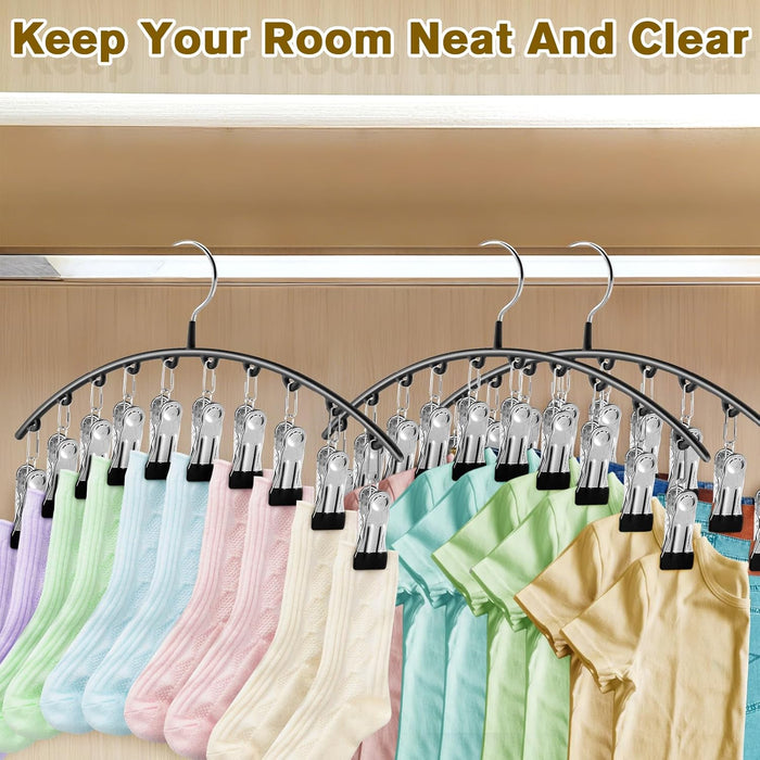 Legging Organizer for Closet, Sturdy Yoga Pants Hangers Set 2 Pack/10 Clips Holds 20 Leggings, Compact Hanging Closet Organizer Rubber Protected Garment Racks & Space Savers, Black