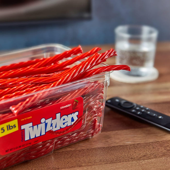 TWIZZLERS Twists Strawberry Flavored Licorice Style, Chewy Holiday Candy Tub, 5 lb