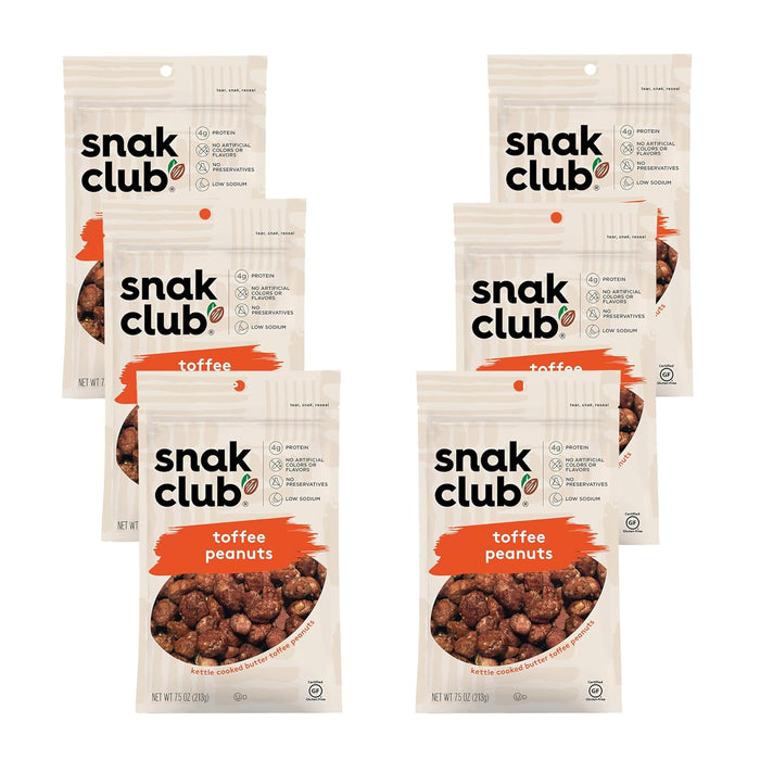 Snak Club Toffee Peanuts, Candied Peanuts with Praline Coat and Sweet Cream, Gluten-Free and Kosher Snack, 17 oz Resealable Bag