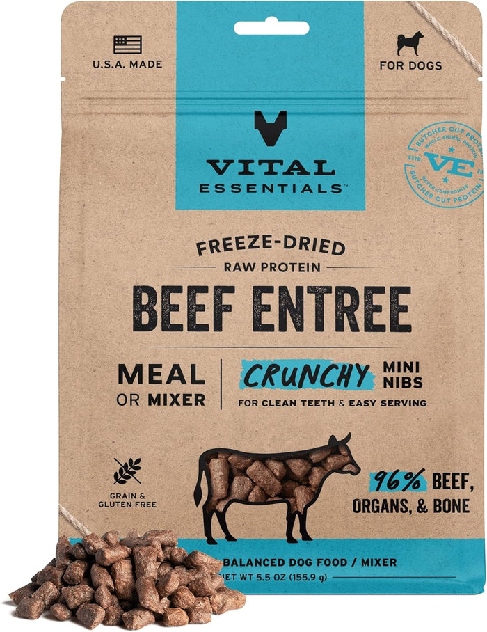 Vital Essentials Freeze-Dried Raw Chicken Meal or Mixer Dog Food Crunchy Mini Nibs, 25 oz
