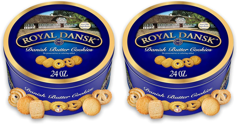 Royal Dansk Danish Butter Cookies, Premium Assorted Cookies in a Gift Tin, Great for Sharing and Gifting, 24 oz