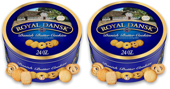 Royal Dansk Danish Butter Cookies, Premium Assorted Cookies in a Gift Tin, Great for Sharing and Gifting, 24 oz