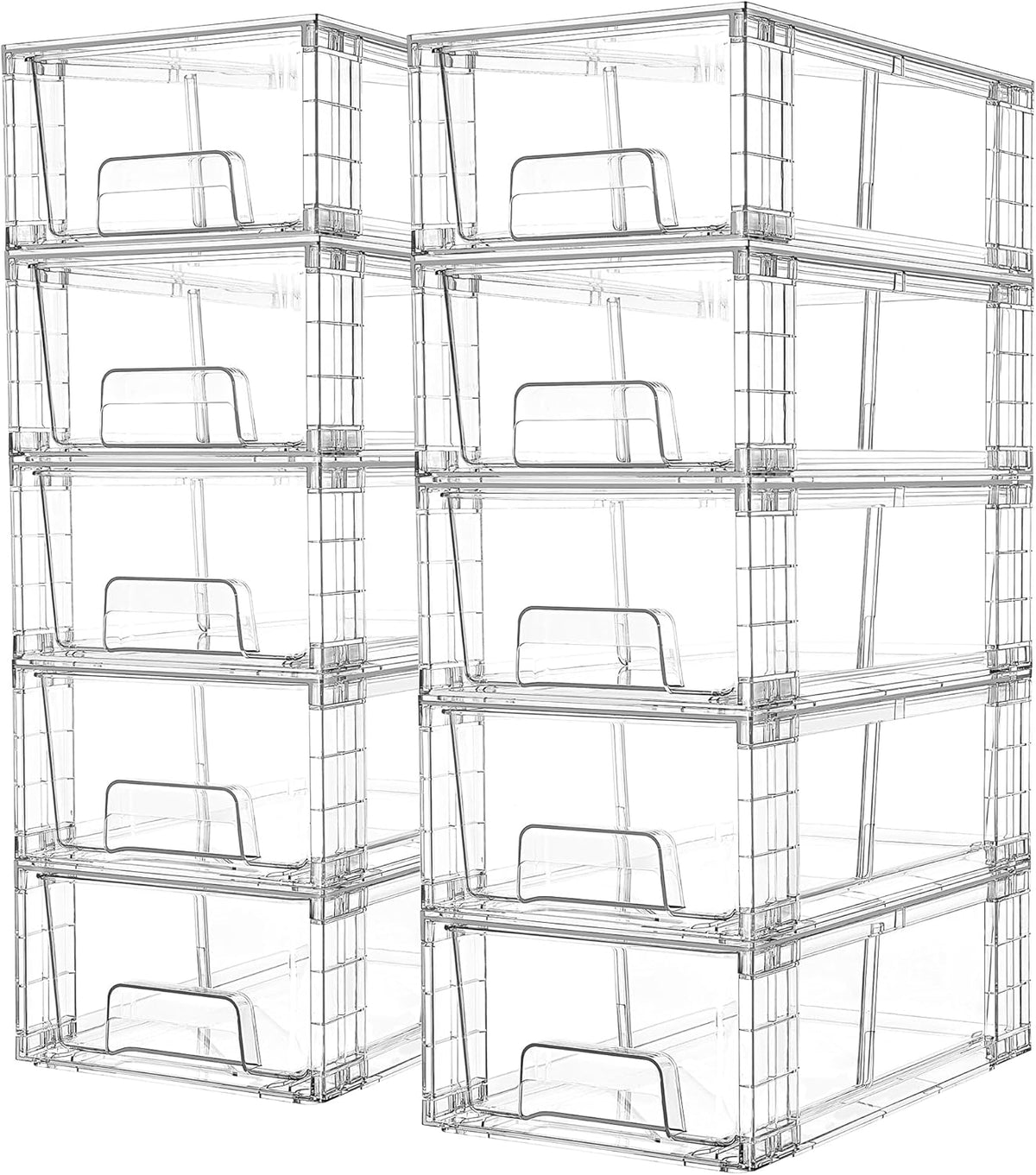 Vtopmart 4Pack Large Stackable Kitchen Pantry Storage Drawers, Clear Organizer Bins with Handles, Acrylic Drawer Organizers for Kitchen Pantry, Bathroom Undersink, Cabinet Organization and Storage