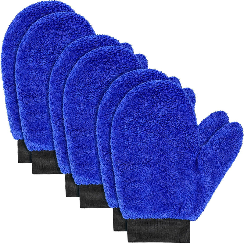 6 Pcs Microfiber Dusting Mitt with Thumb Washable Reusable Household Cleaning Mitt Car Wash Gloves Terry Weave Dusting Gloves for Plant Car Wheel House Blinds Kitchen Pool Dust (Bright Color)