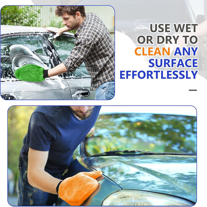 6 Pcs Microfiber Dusting Mitt with Thumb Washable Reusable Household Cleaning Mitt Car Wash Gloves Terry Weave Dusting Gloves for Plant Car Wheel House Blinds Kitchen Pool Dust (Bright Color)