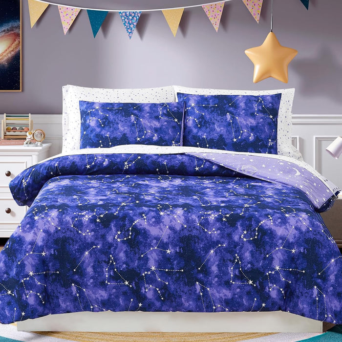 Twin Comforter Set for Boys-5 Pieces Sports Ball Games Glow in The Dark Twin Bedding Sets for Kids, Ultra Soft Bed in A Bag with Sheets